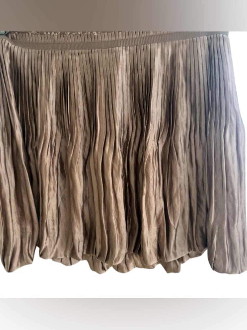 Theory Taupe Pleated Circle Skirt